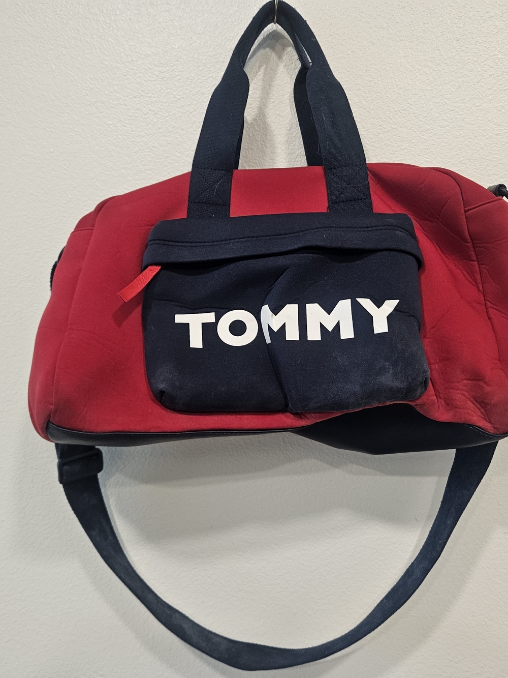 Tommy Hilfiger Red & Navy Canvas Duffel Bag